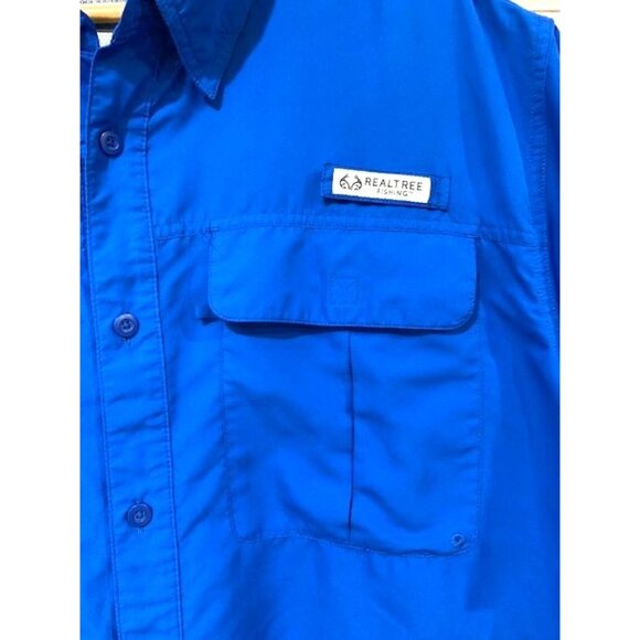 Realtree Fishing Men's Blue Short Sleeve Button-Up Shirt 2XL Polyester - Picture 4 of 9